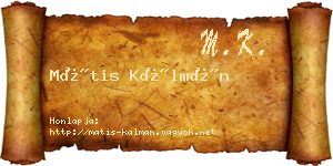 Mátis Kálmán névjegykártya